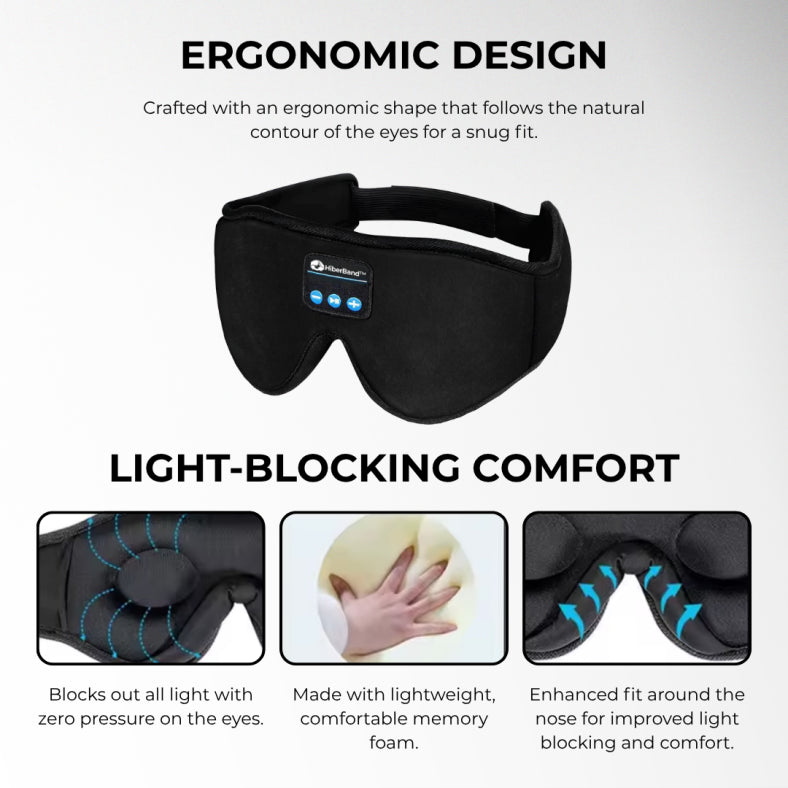 HiberBand™ Bluetooth Sleep Mask Soft Cotton Comfort with Built‑in Audio