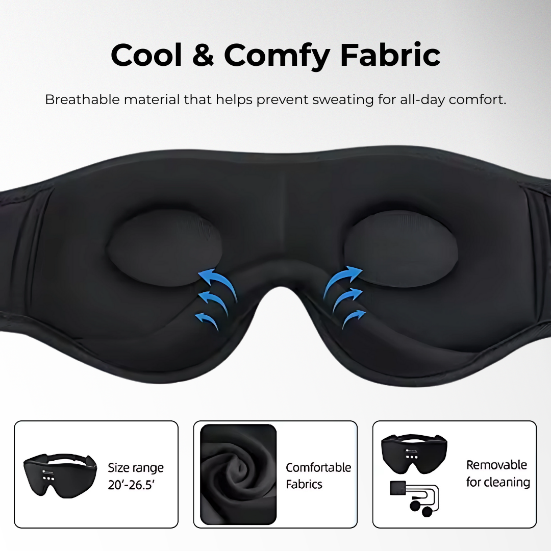 HiberBand™ Bluetooth Sleep Mask Soft Cotton Comfort with Built‑in Audio